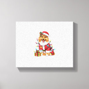 Toile Feux de Noël Père Noël Sheltie Chien Noël