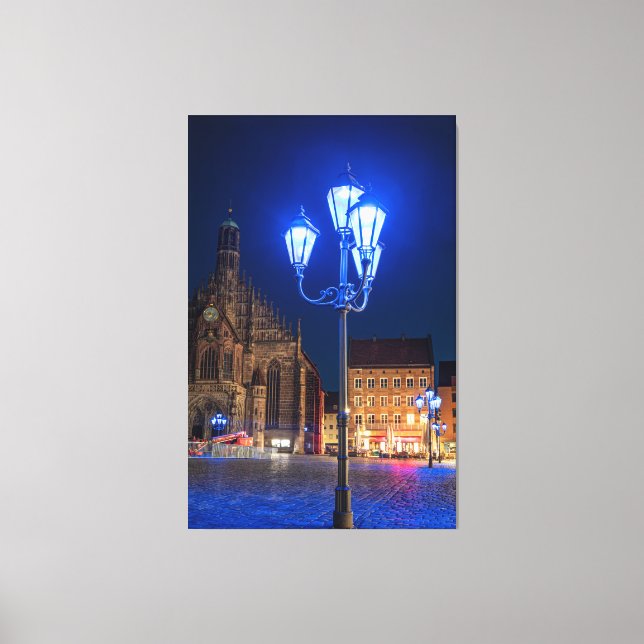 Toile Feux de rue bleus à Nuremberg, Allemagne (Recto)
