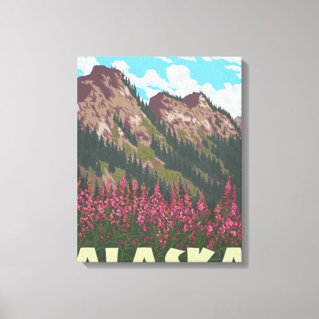 Toile Feux d'herbe et montagnes - Fairbanks, Alaska (Recto)
