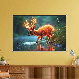 Toile Feux magiques de Noël jeune cerf