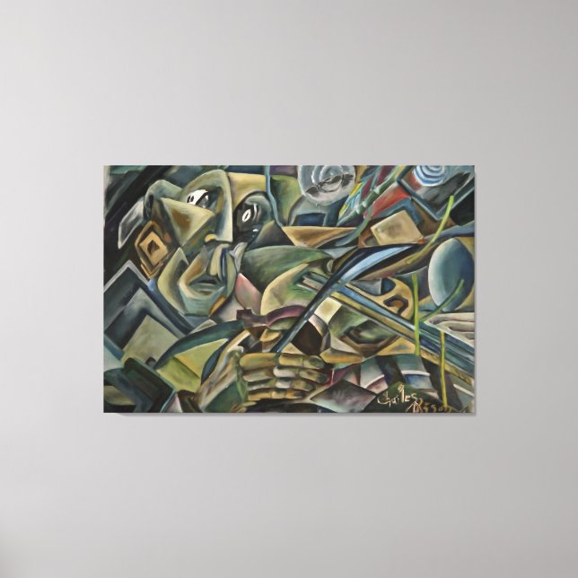 Toile Fiddler, peinture à l'huile cubiste (Recto)