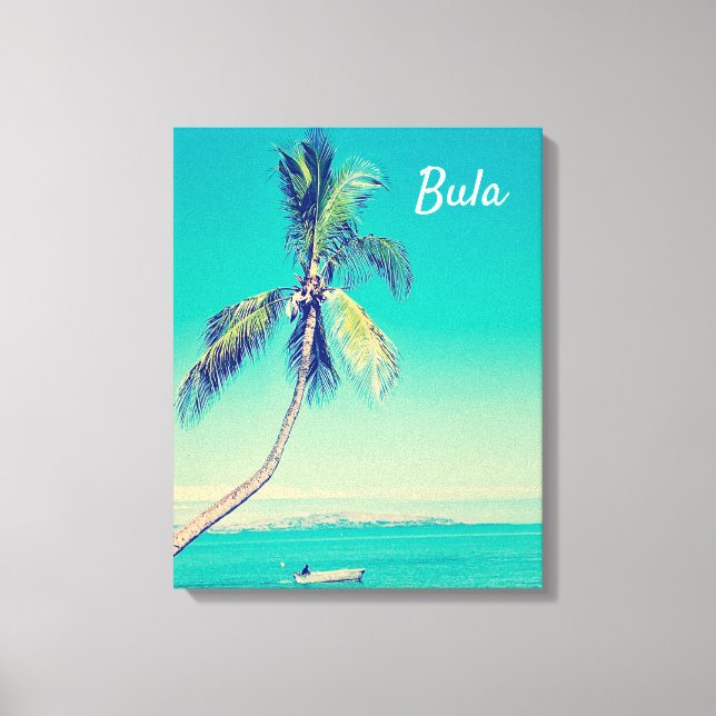 Toile Fidji palmiers vintages tropicaux Voyage sur l'île (Recto)