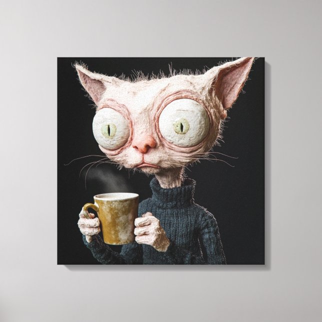 Toile Figure obtenue au chat avec une Mug (Recto)