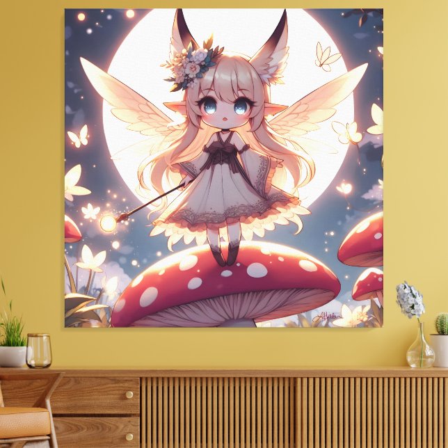 Toile Fille Anime Pixie Hippie Lune Fée (Insitu(Salon))