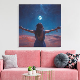 Toile "Fille au clair de lune Décoration Murale de Cie