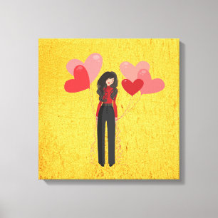 Toile Fille avec ballons géant