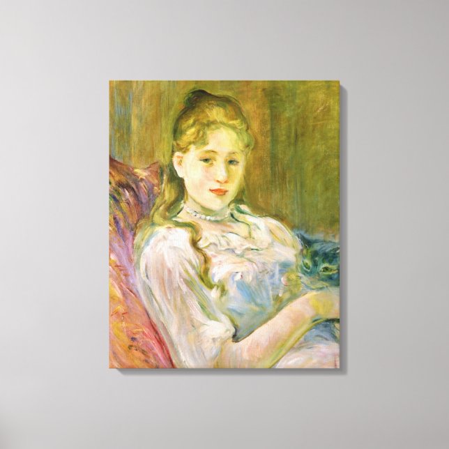 Toile Fille avec un chat (par Berthe Morisot) (Recto)