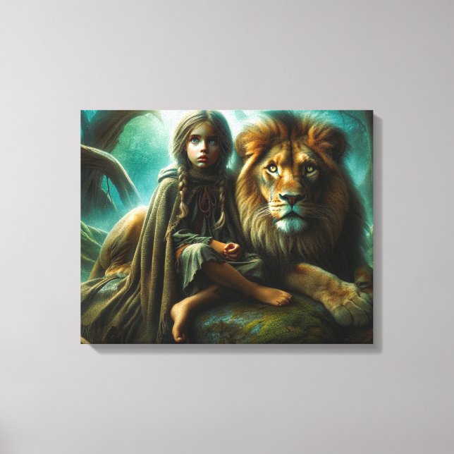 Toile Fille avec un lion (Recto)
