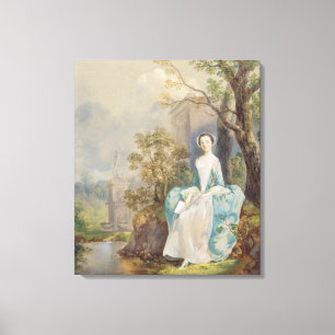 Toile Fille avec un livre posé en parc, c.1750 (huile