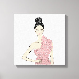 Toile Fille blonde de mode dans la robe florale