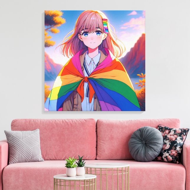 Toile Fille d'anime avec cape LGBTQIA+  (Insitu(Salon))