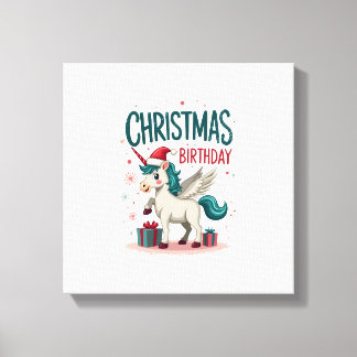 Toile Fille d'anniversaire de Noël vintage Licorne Migno