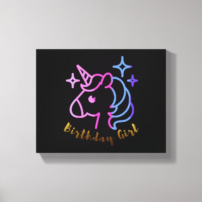 Toile Fille d'anniversaire licorne licorne licorne cadea (Recto)