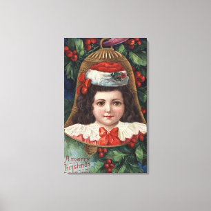 Toile Fille dans le casquette de Père Noël à Bell