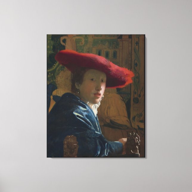 Toile Fille dans un Vermeer Casquette rouge (Recto)