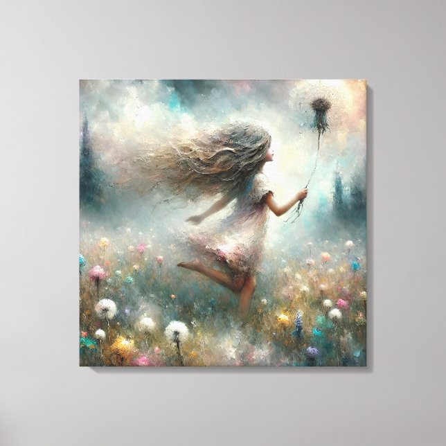 Toile Fille de Monet dans un pré avec un pissenlit (Recto)