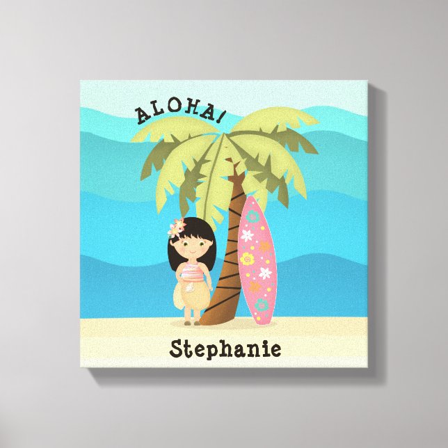 Toile Fille de surfer hawaïenne (Recto)