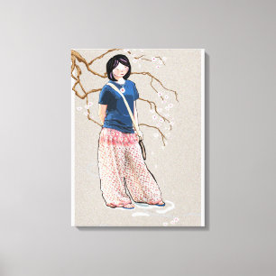 Toile fille des fleurs de cerisier version claire