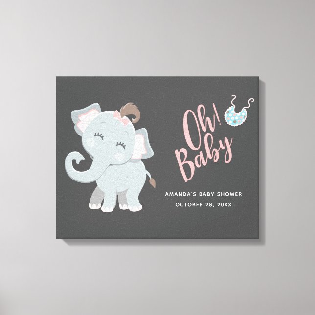 Toile Fille éléphant mignonne Baby Shower (Recto)