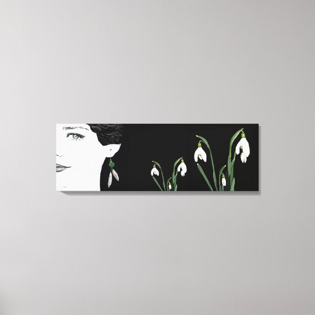 Toile Fille en perle oreille jolie illustration de mode (Recto)