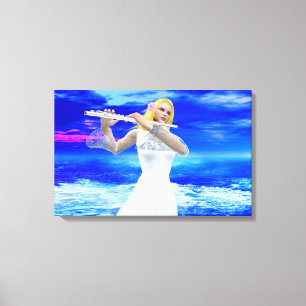 Toile Fille Jouer Flute
