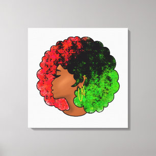 Toile Fille noire panafricaine femme rouge vert fierté a