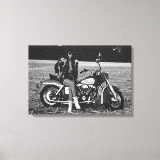 Toile Fille pin-up de moto