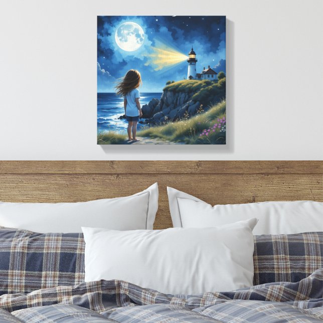Toile Fille regardant le phare Canvas Art (Insitu(Chambre))