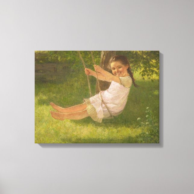 Toile Fille souriante sur une aile (Enfance Vintage) (Recto)