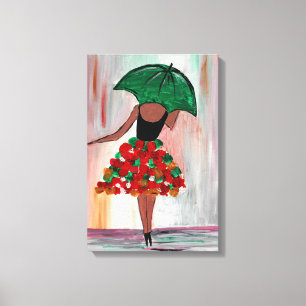 Toile Fille tenant un parapluie