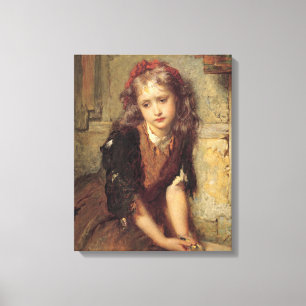 Toile Fille triste et tarin mort (commémoration d'animal