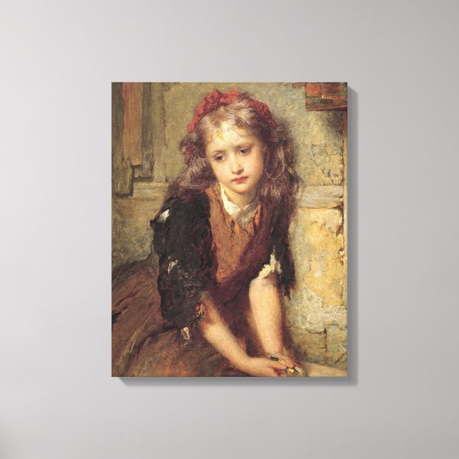 Toile Fille triste et tarin mort (commémoration d'animal (Recto)