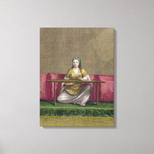 Toile Fille turque, brodant, XVIIIème siècle (engravin