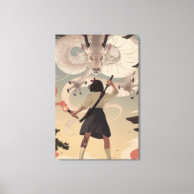 Toile Filles d'anime vertical Premium Wrapped Canvas(Glo (Recto)