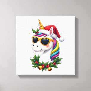 Toile Filles Garçons Licorne de Noël Xmas Santa Mignons