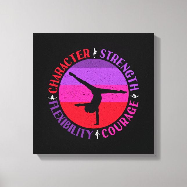 Toile Filles Gymnastique Caractère Force Courage (Recto)