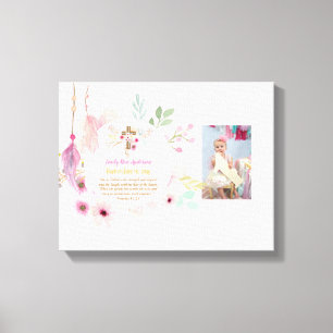 Toile Filles PHOTO Baptême Christening Proverbe Cadeau 3
