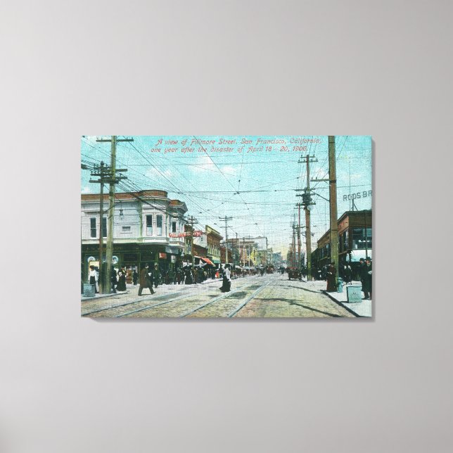 Toile Fillmore Street View 1 an après l'incendie de 1906 (Recto)