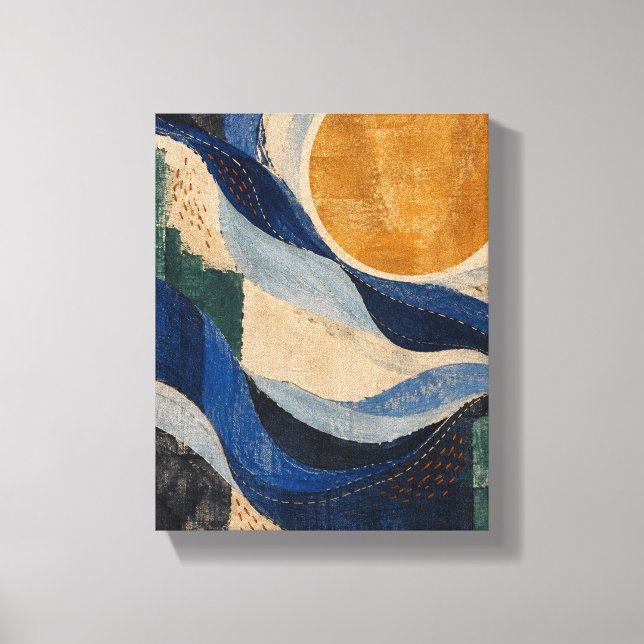 Toile Fils de cobalt autour d'une lune ocre - Abstractio (Recto)