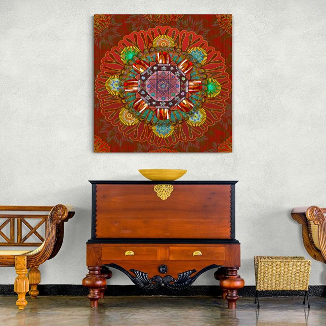 Toile Filtre Floral Rouge de Squire Manipur Mandala (Créateur téléchargé)