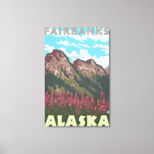 Toile Fireweed et montagnes - Fairbanks, Alaska