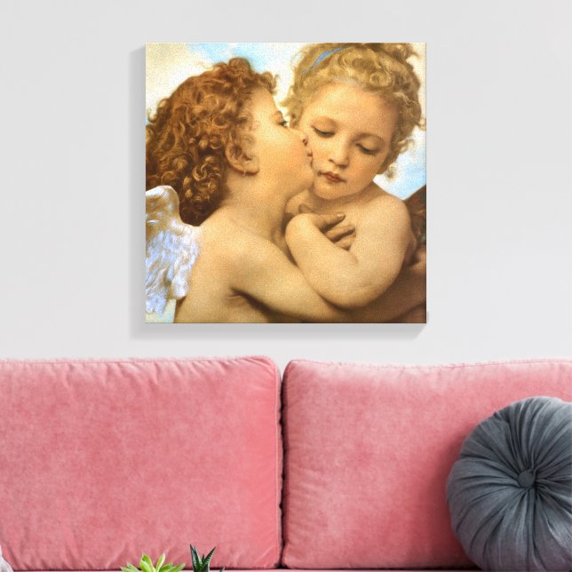 Toile First Kiss (détail d'ange) par Bouguereau (Insitu(Salon))