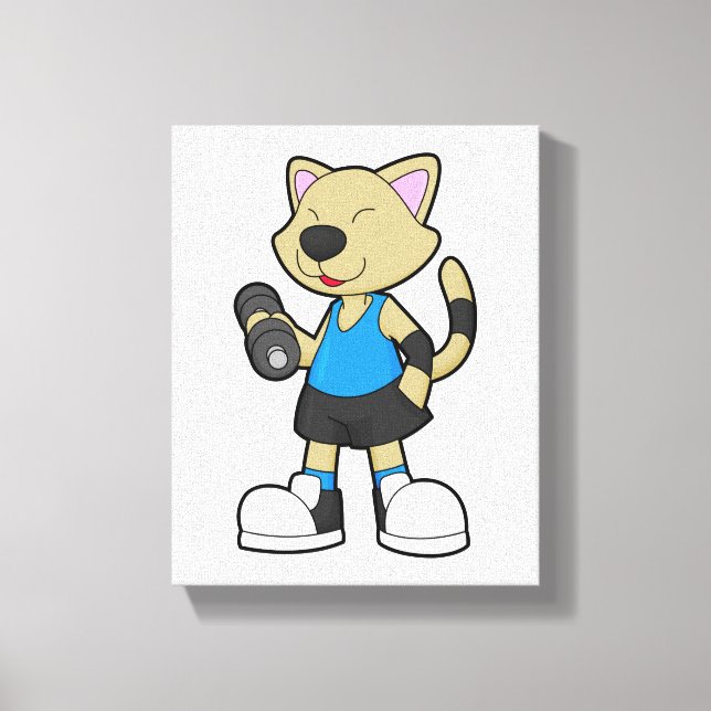 Toile Fitness au chat avec Dumbbell (Recto)