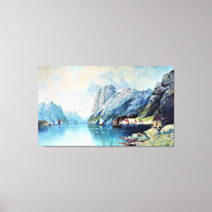 Toile Fjord en Norvège, peinture artistique fine,