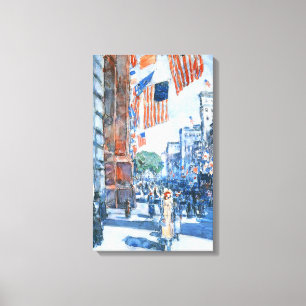 Toile Flags Fifth Avenue de Childe Hassam, Art Vintage