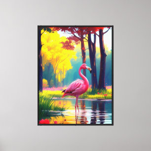 Toile Flamant debout dans le lac-36547