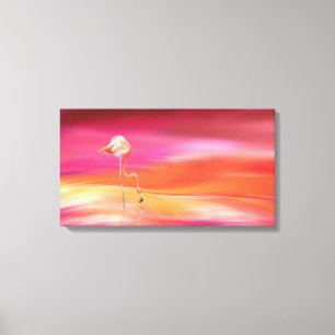 Toile Flamant rose à Sunset