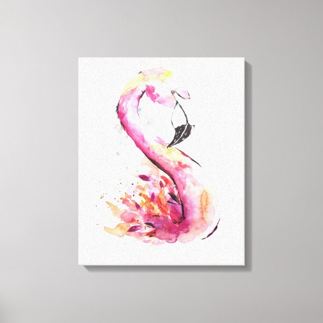 Toile Flamant rose aquarelle | Flamant rose drôle (Recto)