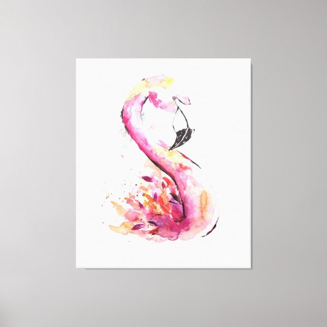 Toile Flamant rose aquarelle | Flamant rose drôle (Recto)