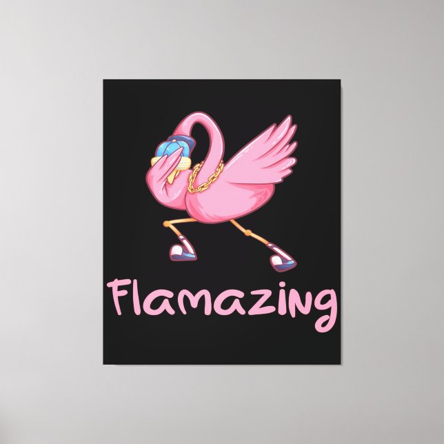 Toile Flamant rose cool Flamazing Dabbing (Recto)